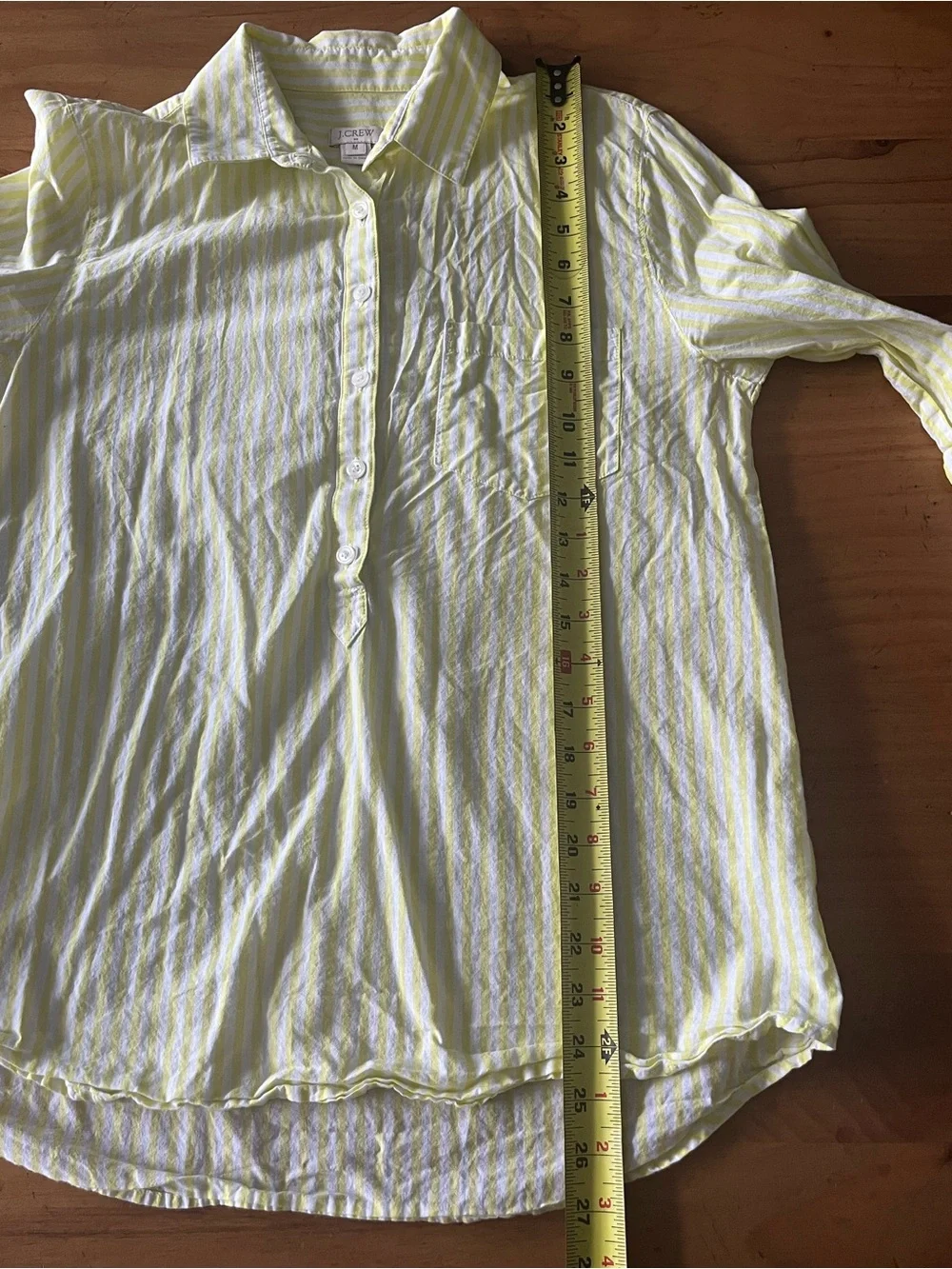 J. Crew Yellow and White Striped Casual Button-Down Shirt. 100% Cotton.